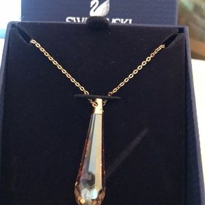 Swarovski topaz-colored, faceted teardrop necklace